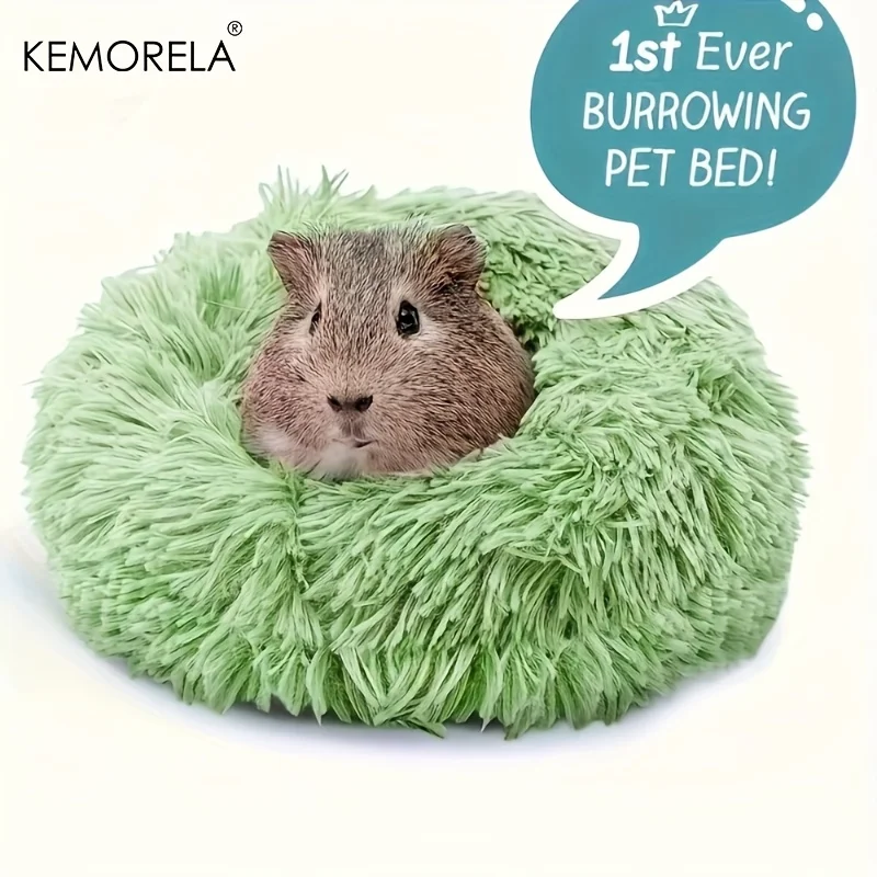 1 Stück ultraweiches Plüsch-Haustiernest, gemütliches warmes Hamster-Schlafbett, rutschfeste Unterseite, isolierte Polsterung für Guinea und andere kleine Tiere – Detail 2