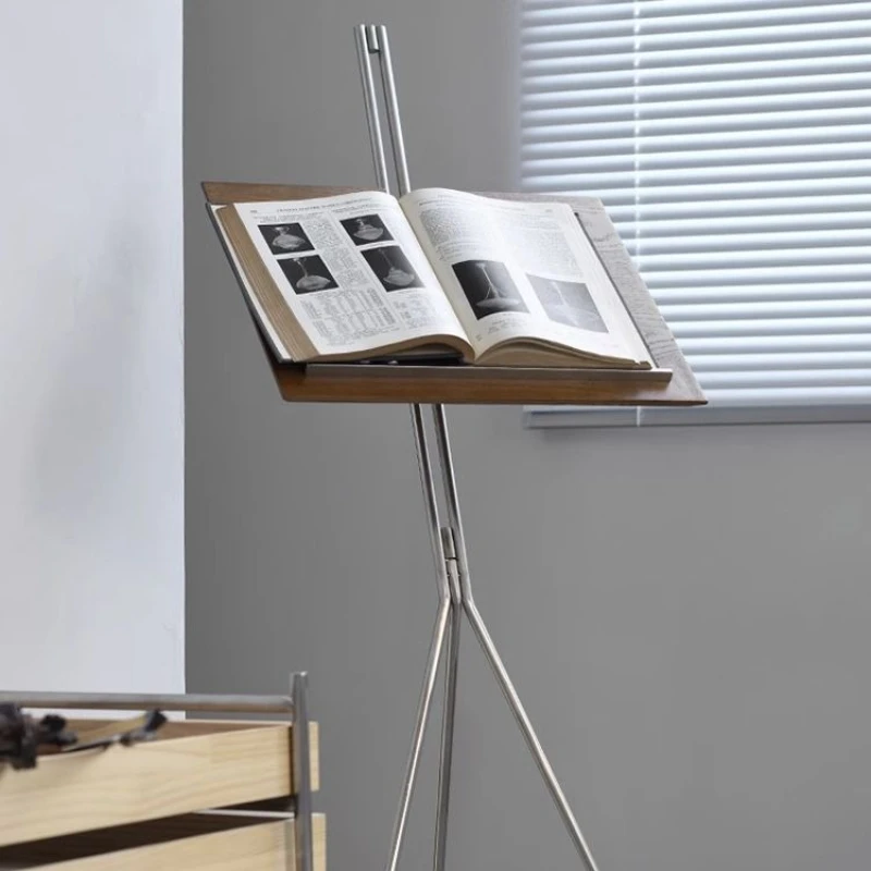 

Medieval book and newspaper rack, display sheet music rack, stainless steel minimalist multi-function standing type