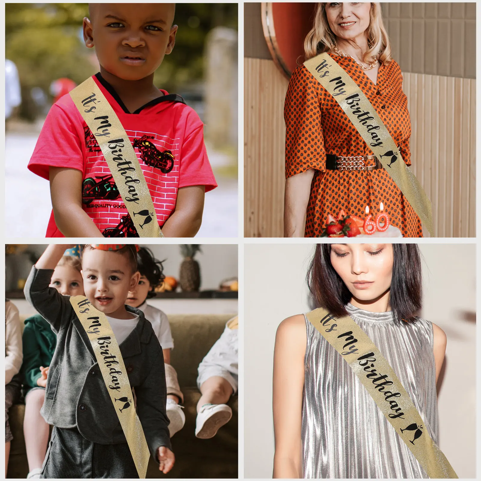 Birthday Sash Glitter - 1 stuks verjaardagsfeestje sash glitterdoek schouder