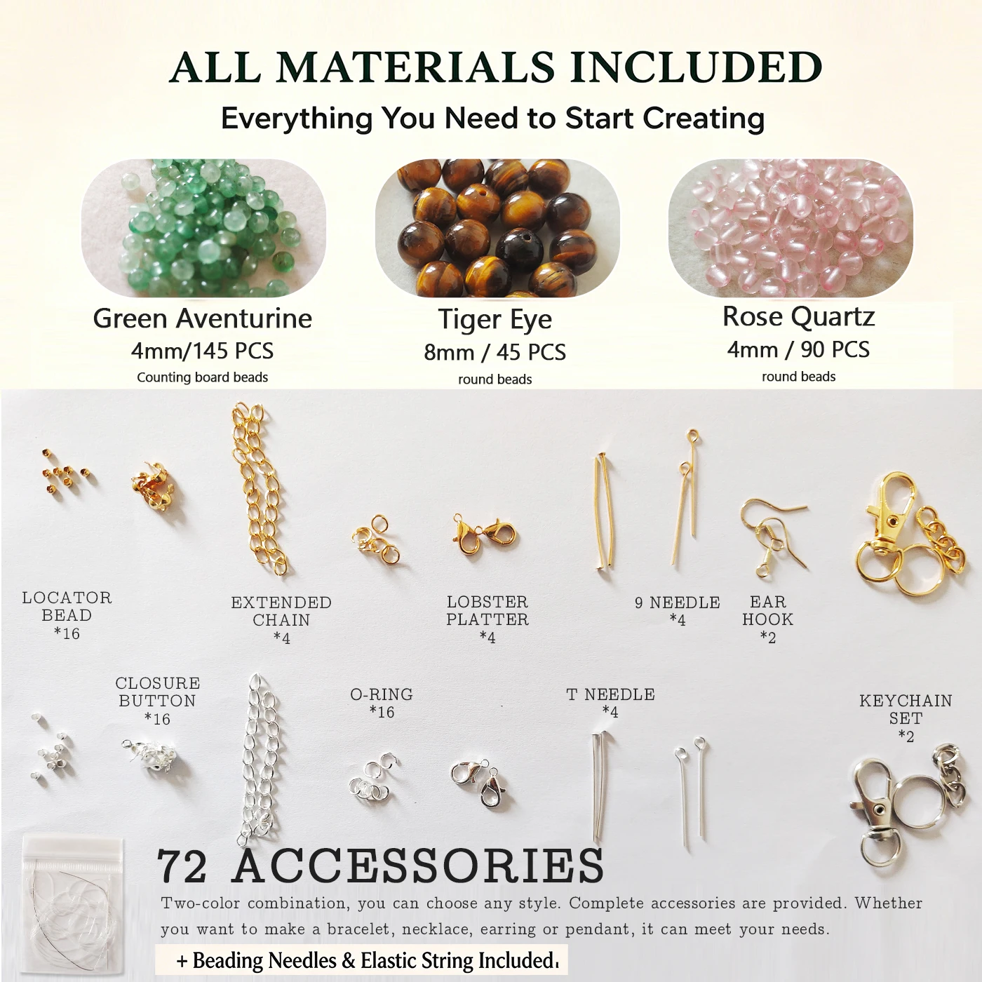 

Taurus 2026 DIY Healing Crystal Jewelry Kit Stress-Relief Craft Making Set Supplies Women's Bracelet Keyring Daily Mindfulness