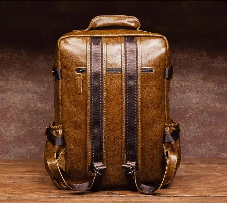 Retro Genuine Leather Men Backpacks Trendy Outdoor Travel Bag Soft Leather Business Computer Backpack Large Capacity 2024 New