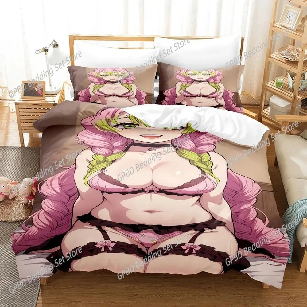 New Sexy lactating girl, young woman Large chest Bedding Set Anime three-piece set Adult Kid Bedroom Duvetcover Sets Personality