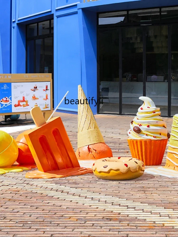 cc182R CXH FRP Simulation Dessert Combined Decoration Large Ice Cream Floor Ornaments