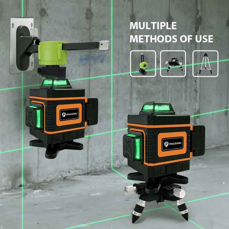 Pratico 16 linee livello Laser 4D orizzontale e verticale Cross Green Line livello Laser autolivellante a 360 ° con telecomando
