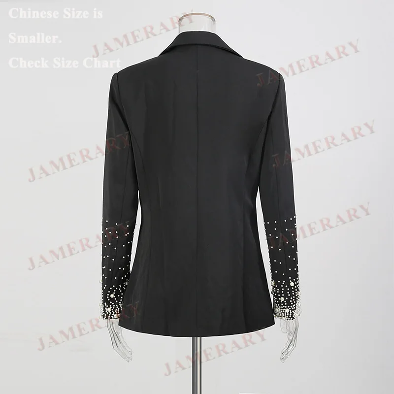 Blazer formali di lusso con perle Cappotto da donna Elegante blazer da donna da ufficio Abito elegante di alta qualità Designer di marca da passerella