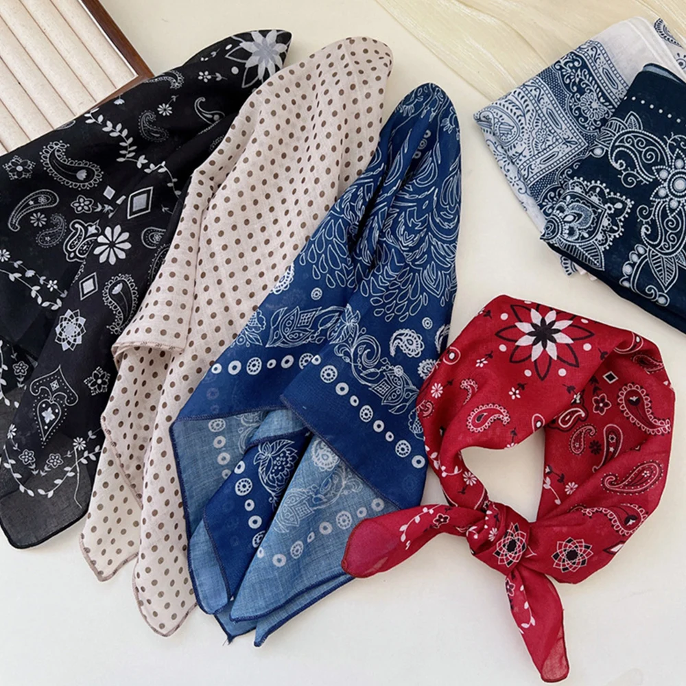 

58cm Print Cotton Linen Flower Square Scarf Women DIY Bandanas Bag Hat Head Hair Shawl Neck Wraps Accessories Headkerchief