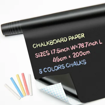 Adesivos de quadro negro quadro de giz apagável pvc desenhar mural decoração quadro adesivo de parede para quartos de crianças quarto escritório 45x200cm