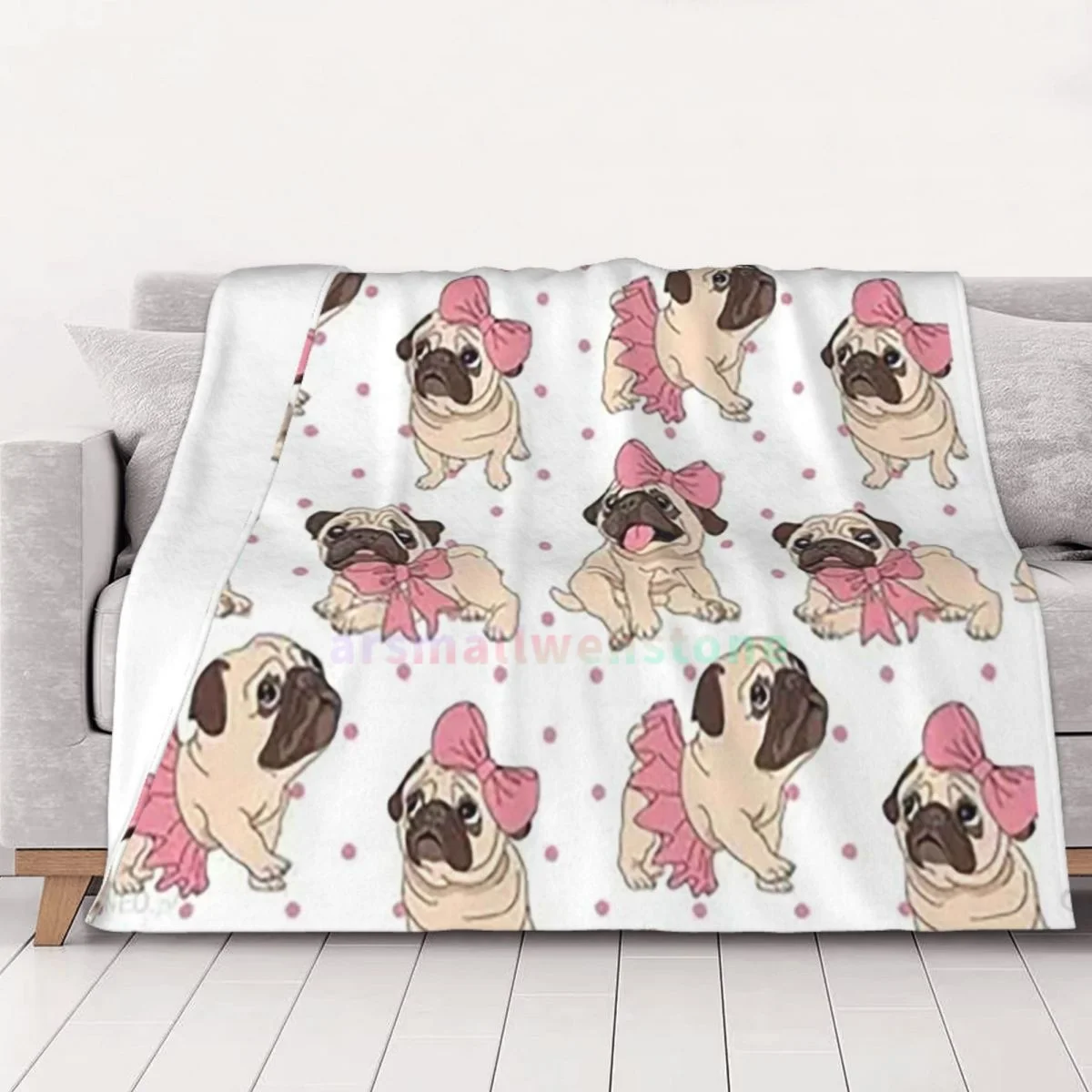 Puppy Dog Flannel Fleece Blanket Soft Warm Lightweight Cozy Anti-Pilling Fuzzy Throw Blankets for Couch Bed Sofa Travel