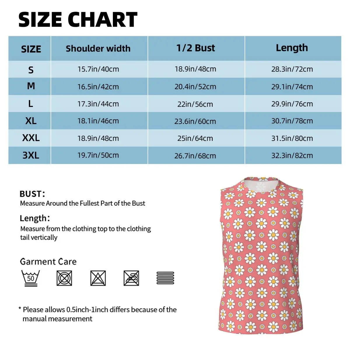 Daisy, Daisy, Daisy Men Printed Sleeveless T-shirt Casual Hip Hop Street Style Beach Holiday Tank Tops