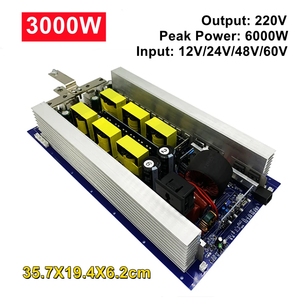 Módulo puro 12v24v48v do inversor da onda do seno a placa principal 220 w ~ 150w do conversor da bateria do agregado familiar da caravana do veículo de alta potência 3000 v