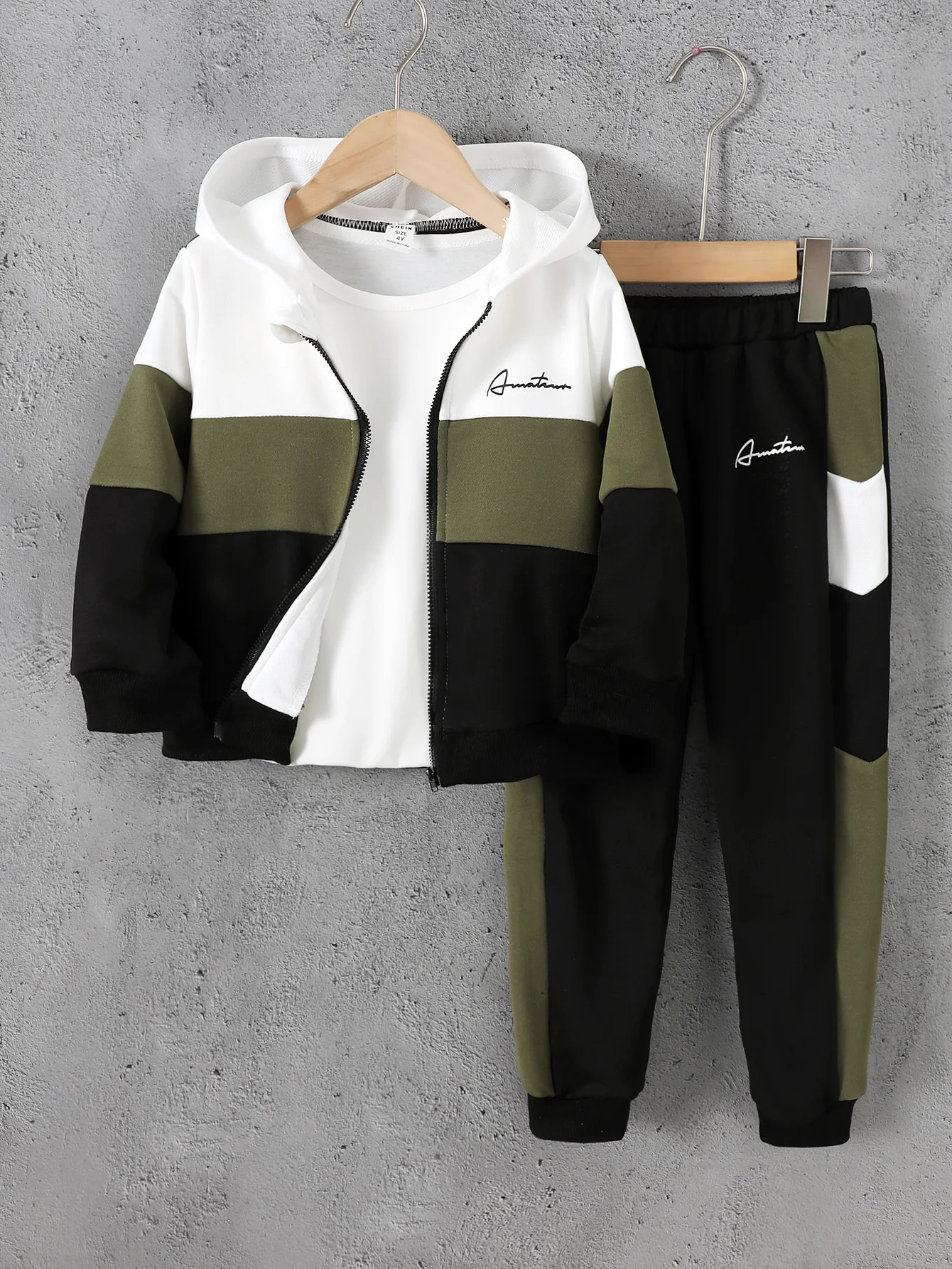 2Pcs Kids Boys Autumn Hooded Tracksuit Fashion Casual Zip Up Jacket+Striped Sweatpants for 4-7Years Children Clothing Outfit Set