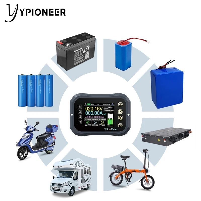 YPioneer KG-F Batterie Coulometer 120V 100A 400A 600A Coulomb Meter Batterie Anzeige Tester LCD Power Display Phone Control