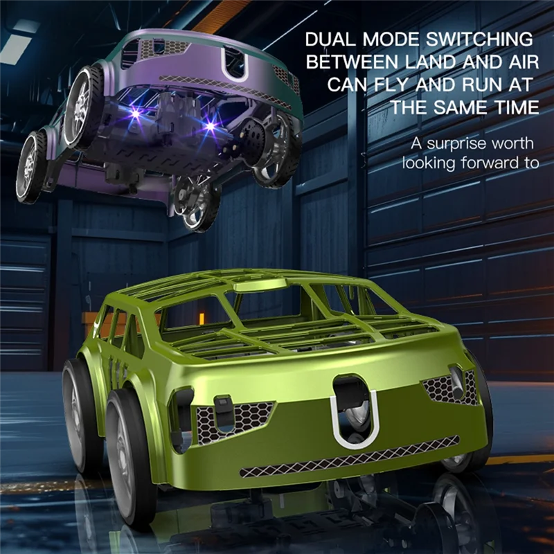 RC Remote Control Car 2.4Ghz 2 In 1 Air Ground Flying Car RC Quadcopter Dual Mode Electric Vehicle Kids Gift Green