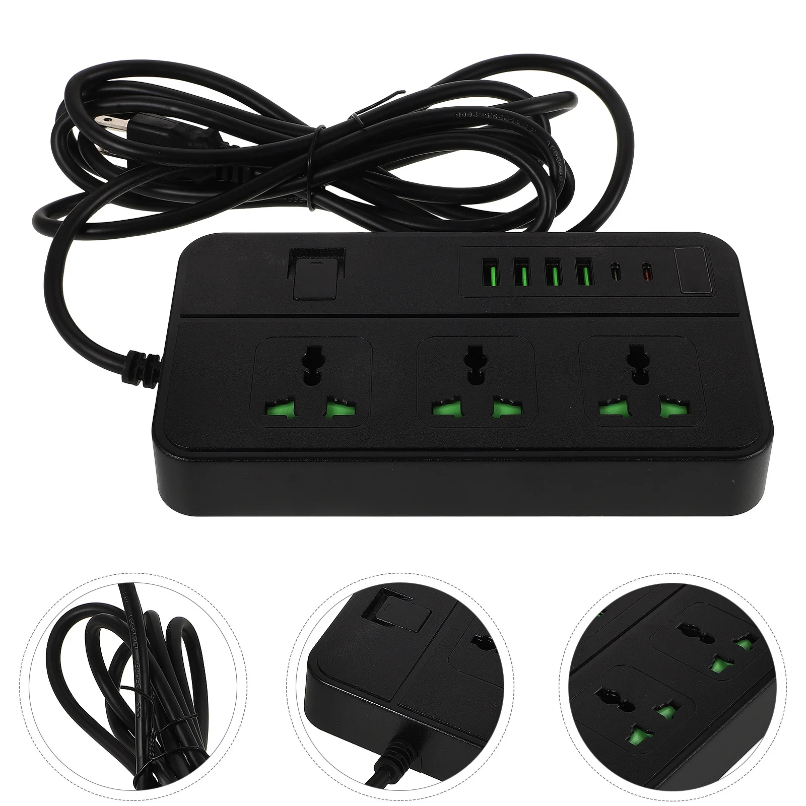 

Surge Protector Power Strip 3 Outlets USB Type-C Fast Charging Multiple Ports Extension Cord Protector Power Strip