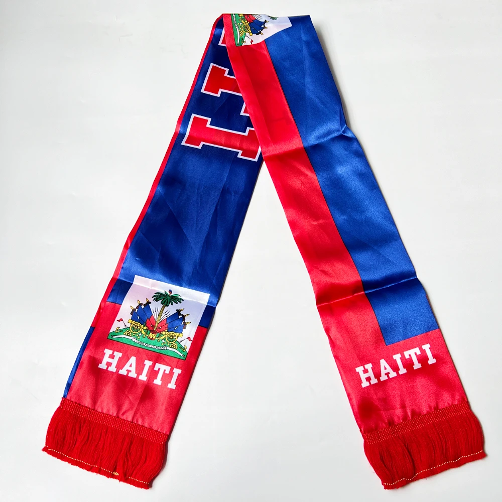 14x135cm2026 país dupla face impressão mancha fãs de futebol bandeira nacional haiti bandeira cachecol