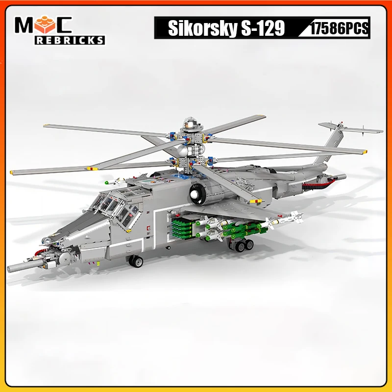 

MOC военный разведыватель самолета Sikorsky S-129 SkyTank высокоскоростной Боевой вертолет DIY строительные блоки игрушки для детей рождественские подарки