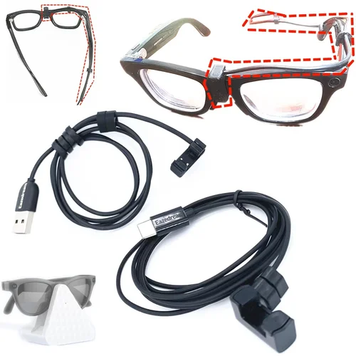 Cable de carga USB/tipo C compatible con carga directa sin estuche ni alimentación continua para gafas inteligentes Ray-Ban Meta Rayban AR
