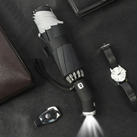Adjustable LED  Flashlight Reflective Stripe Reverse Automatic Umbrellas For Rain Sun Large Heat Insulation Parasol