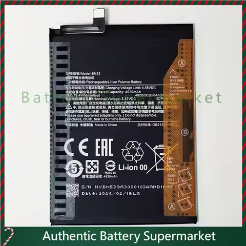 For Xiaomi Redmi Note 9 Pro Global, M2003J6B2G, Note 10 Pro Global 4G, M2101K6G, M2101K6R, 3.87V 5020mAh BN53 Battery