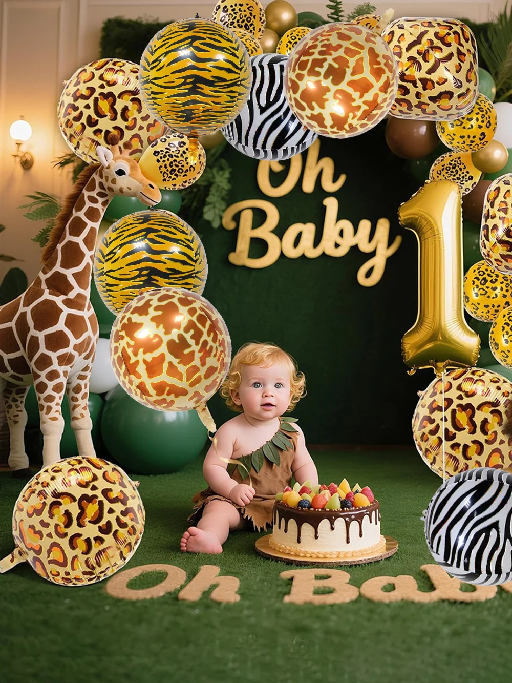 Ballon mit Gepardenmuster, 55,9 cm, rund, Leopardenmuster, Zebra, Tiger, Tiermuster, Folienballons, Safari-Tier-Dschungel-Geburtstagsparty-Dekorationen