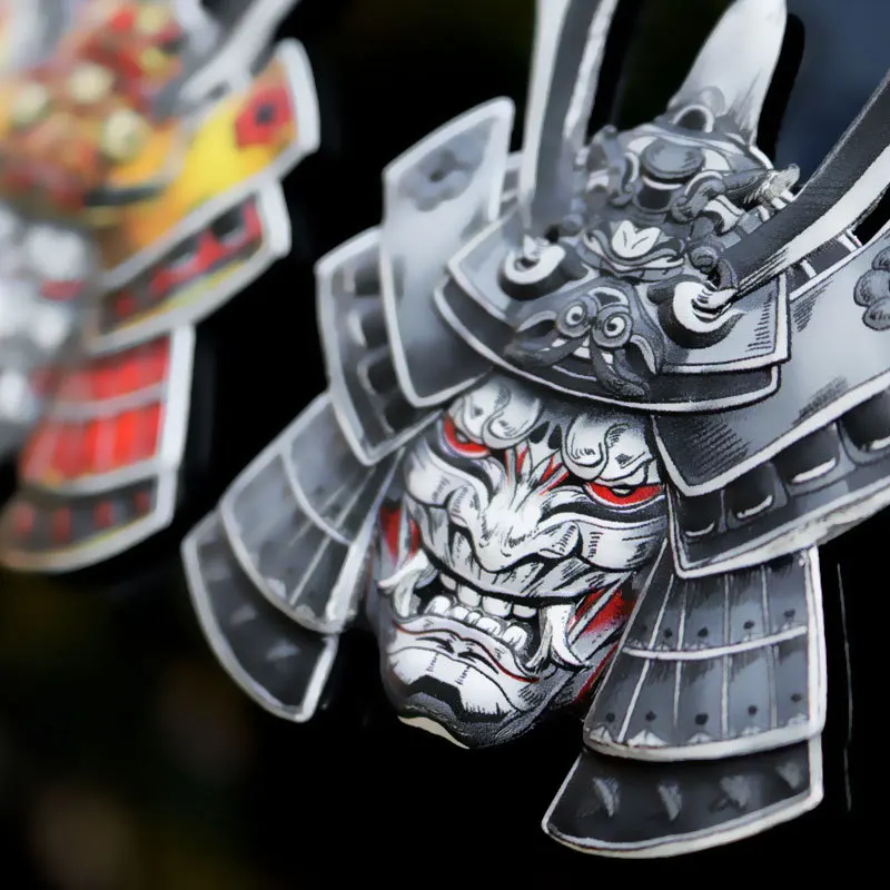 Aluminum alloy Japanese Oni Samurai Hannya Emblem Sticker Fashion Devil Death for Car Motorcycle Decoration Styling