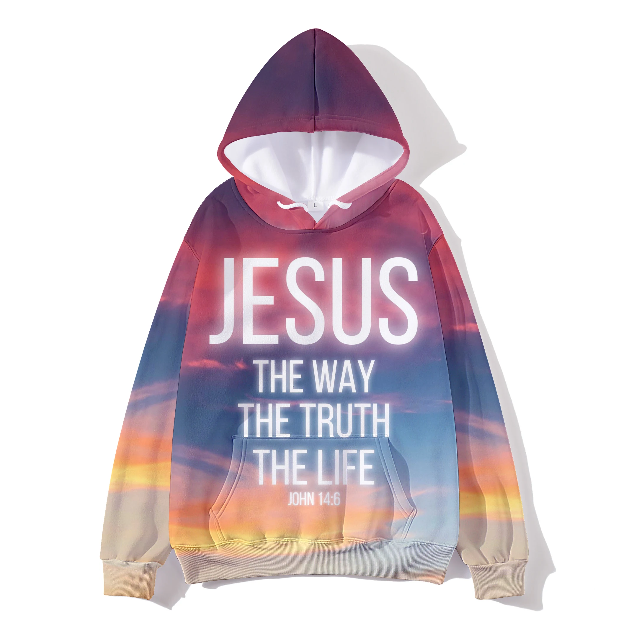 

Jesus The Way Truth Life John 14 6 Christian Bible Verse Hoodie Slim Fit Men's Sweatshirts Hoodies England Style Clothes