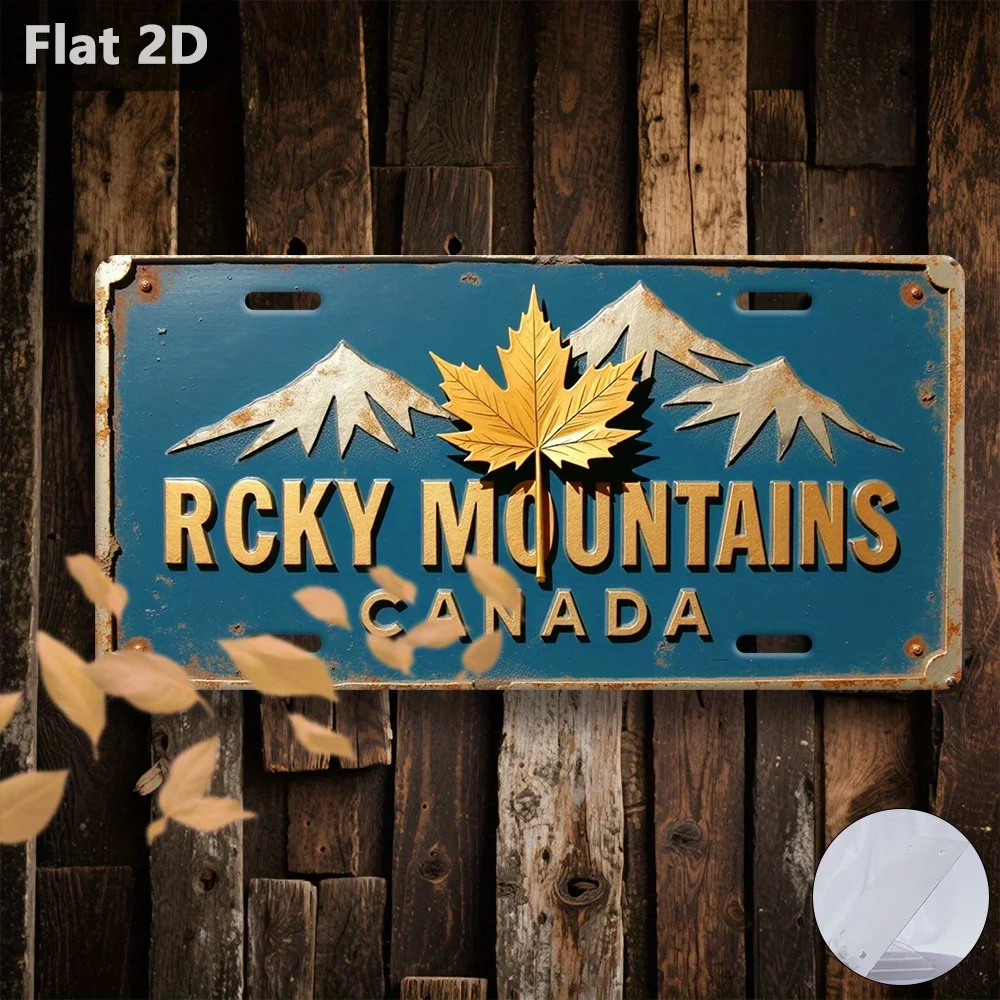 2D Flach, 1 Stück, Nur zur Dekoration, Außenschilder & Wanddekoration (30,5 cm X 15 cm), Rocky Mountains Kanada, Retro Metall-Dekor