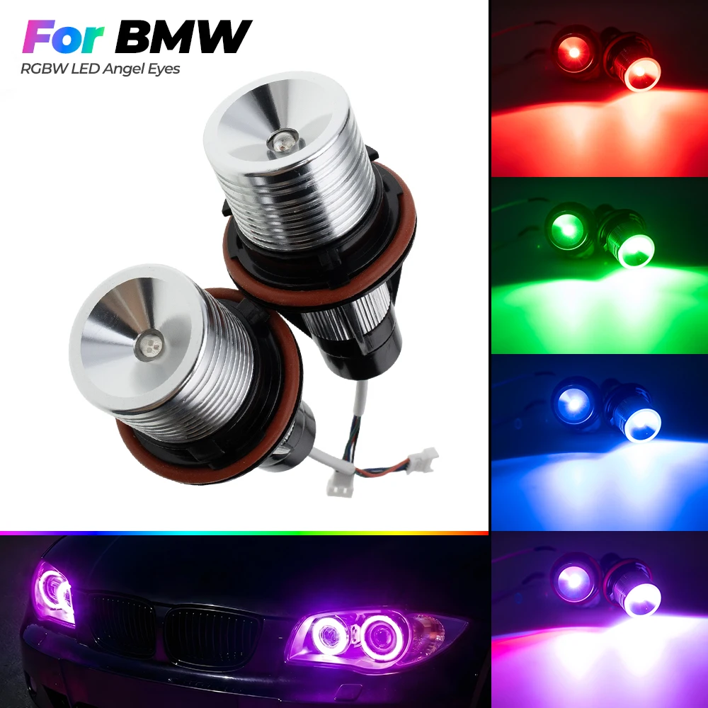 2Pcs LED Angel Eyes Halo Ring RGB Multi-color IR Remote Control For BMW E39 E60 E61 E63 E64 E65 E66 E89 X3 X5 Parking Light