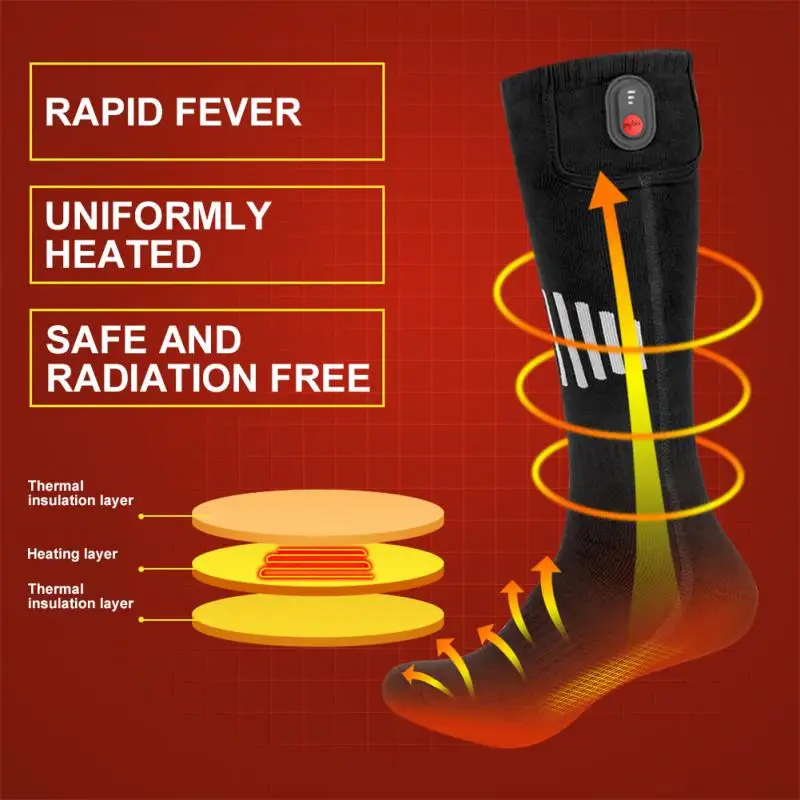 Heated Socks 5000mAh Rechargeable Battery Winter Thermal Electric Heating Thick Stockings 3 Gears Motorcycle Skiing Foot Warmer