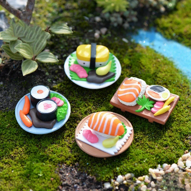 4 stks/set Creatieve Heerlijke Sushi Miniatuur Voedsel Leuke Ornamenten Miniatuur Pop Voedsel Sieraden Diy Craft Accessoires Home Decor