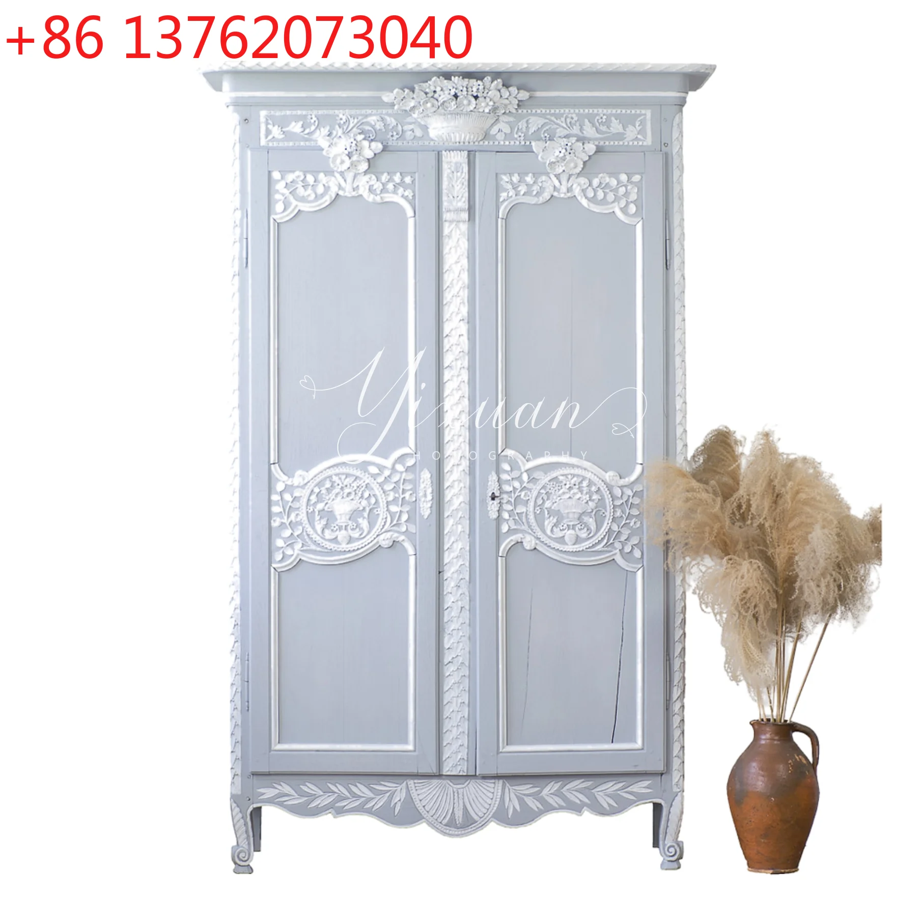 

Французский ретро-дверный шкаф из цельного дерева с двойной дверью, европейский старый шкаф для хранения ручной работы