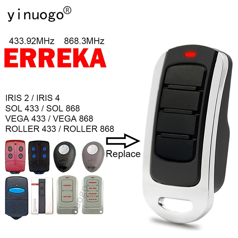 

ERREKA Remote Control ERREKA SOL 433 868 LUNA 2 3 RESON 1 2 IRIS ROLLER 2 Garage Door Remote Control Duplicator Transmitter Key