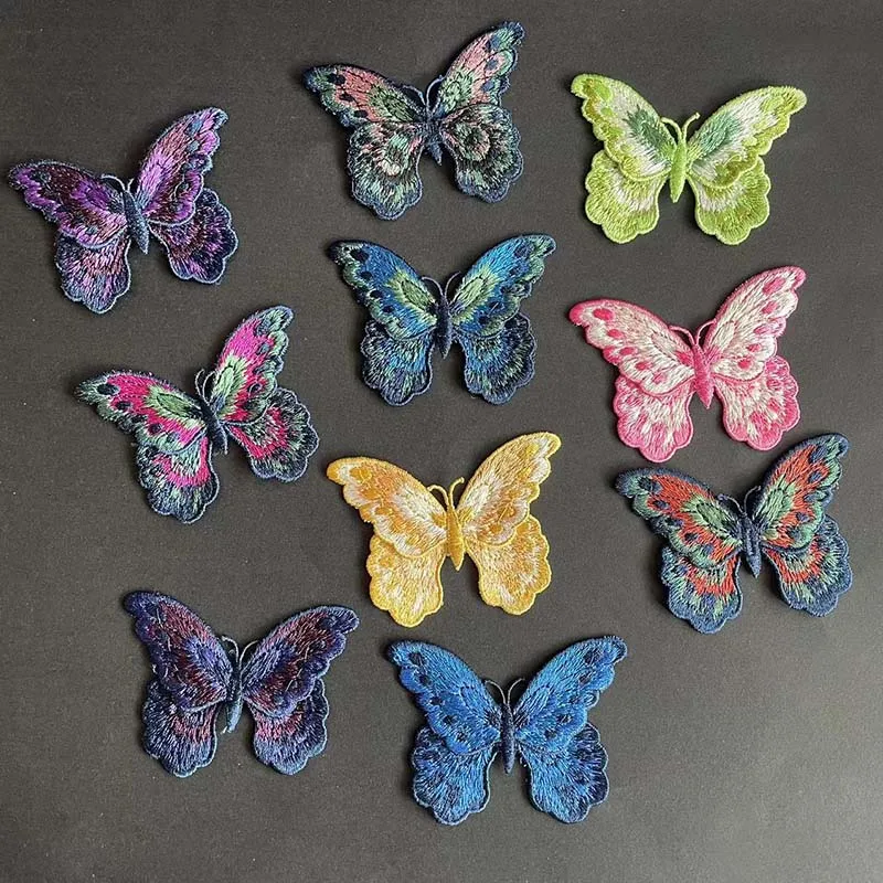 8*5.8CM/Colorful Butterfly Fabric Applique Sew On Patches Embroidery Clothes Stickers DIY Sewing Supplies For Clothing,Dress