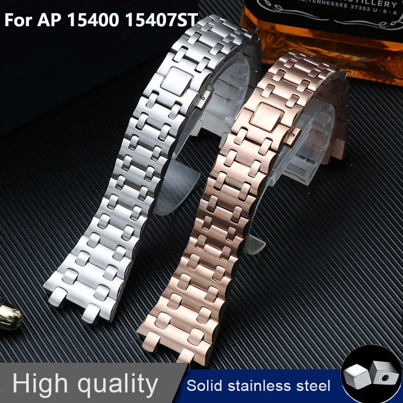 

High quality solid Stainless Steel Bracelet For AP Oak 15400 15407ST Men's Steel Strap 28mm AP watch Strap for man