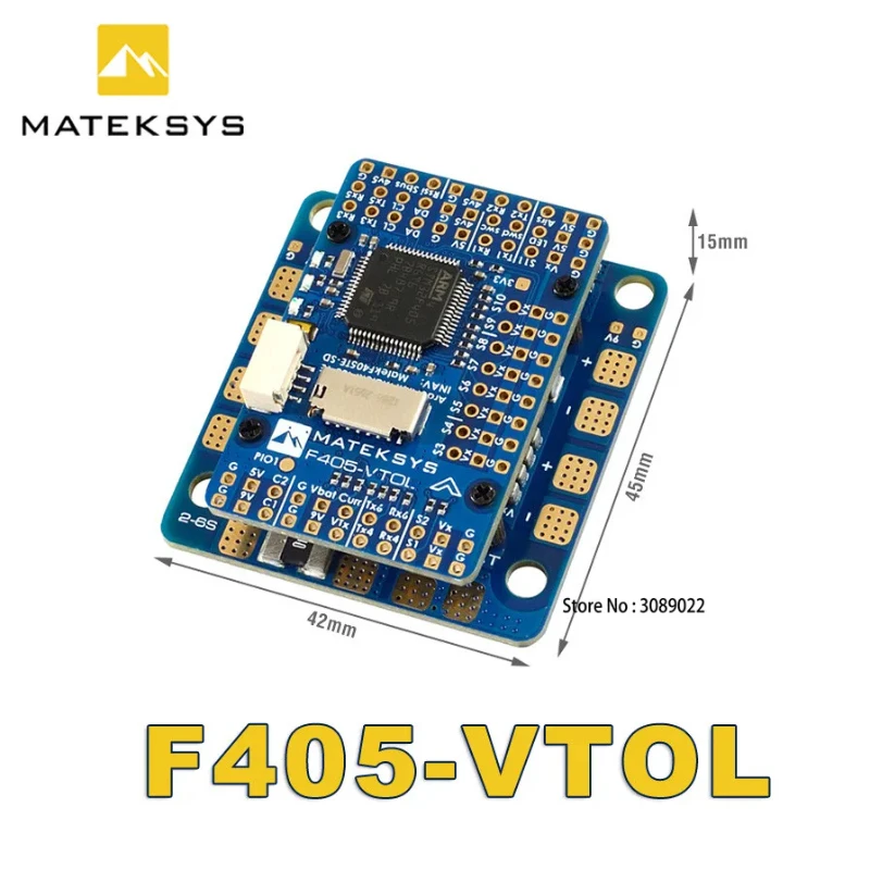 

Matek MATEKSYS F405-VTOL STM32F405RGT6 Flight Controller Built-in OSD MicroSD Card Slot 2~6S For FPV RC Drones Multirotor