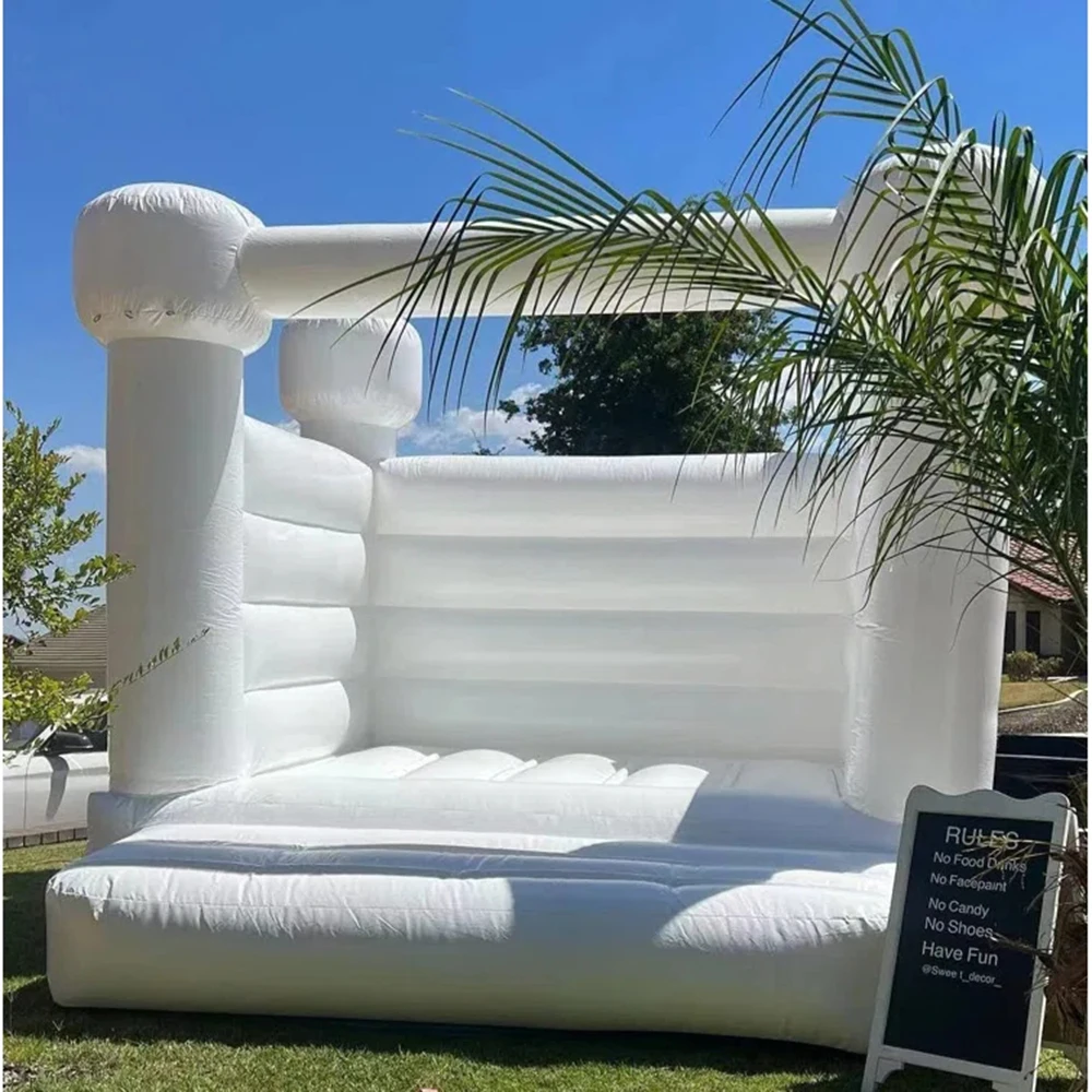 

Inflatable White Bounce House Commercial PVC Bouncy Bouncer For Children With Blower Kids Jumping Castle with blower free ship