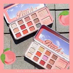 Cute Peach 12 Color Eyeshadow Palette Eye Makeup Palette Makeup Eye Shadows Kit Highlighter Shimmer Long Lasting Waterproof