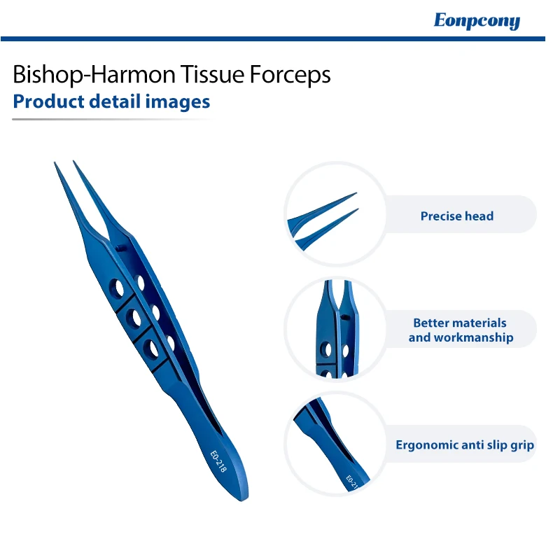 Titanium Alloy Bishop-Harmon Tissue Forceps Fine Teeth Precision Ophthalmic Microsurgery Tissue Grasping Forceps