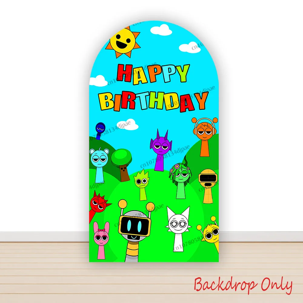 Sprunky Peluche Incredibox Plushie ฉากหลัง Arch ฝาครอบ Boy Girl Birthday Party ตกแต่งพื้นหลัง Sprunki เกมแบนเนอร์ Props