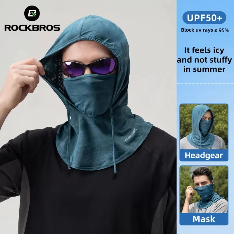 

ROCKBROS Ice Silk Sun Protection Headwear Cycling Mask Outdoor Motorcycle Fishing Full Face Windproof Neck Gaiter for Men Women