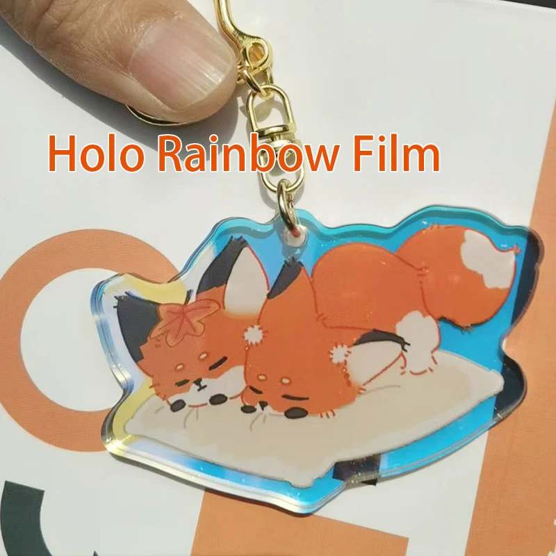 Custom Keychains Clear Acrylic Customized PhotoCharm Cartoon Anime Holographic Cute Design Epoxy Star Film Key Chains For Gifts