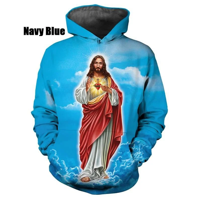 3D Printing Christian Jesus Hoodies Jesus Bless Us Faith Above Fear Hooded Sweatshirts Kid Fashion Streetwear Clothing Pullover