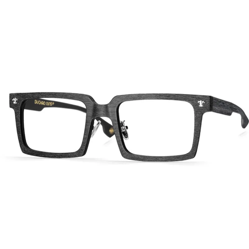 HDCRAFTER Retro Square Optical Eyewear Frame Men Wood Oversized Prescription Myopia Glasses Frames graduated lenses oculos