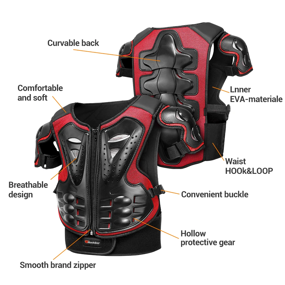 HEROBIKER الاطفال التزلج درع دعوى الترابية دراجة والعتاد الصدر حامي الاطفال الصدر واقية مع وسادات الركبة الكوع الحرس
