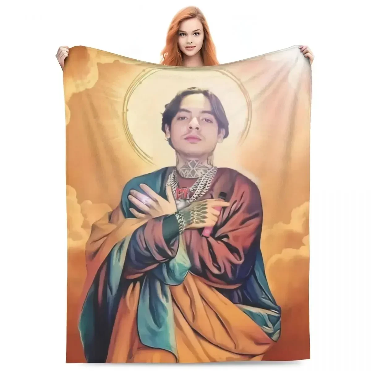 

Natanael Canos Throw Blanket Funny Jesus Design Warm Soft Flannel for Travel Office Outdoor Use Custom Bedspread Gift