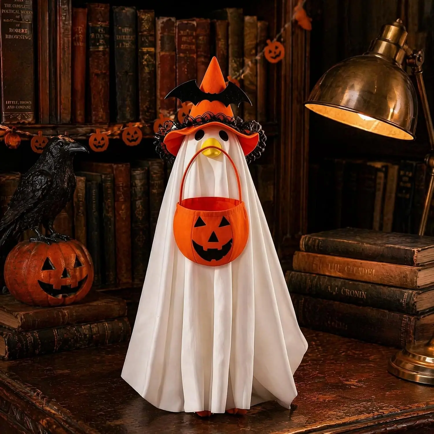 Halloween Goose Costume Fits 23 Inch Lawn Statue Polyester Outfit Goose Clothes for Fall Porch Garden Decor for Standard Goose