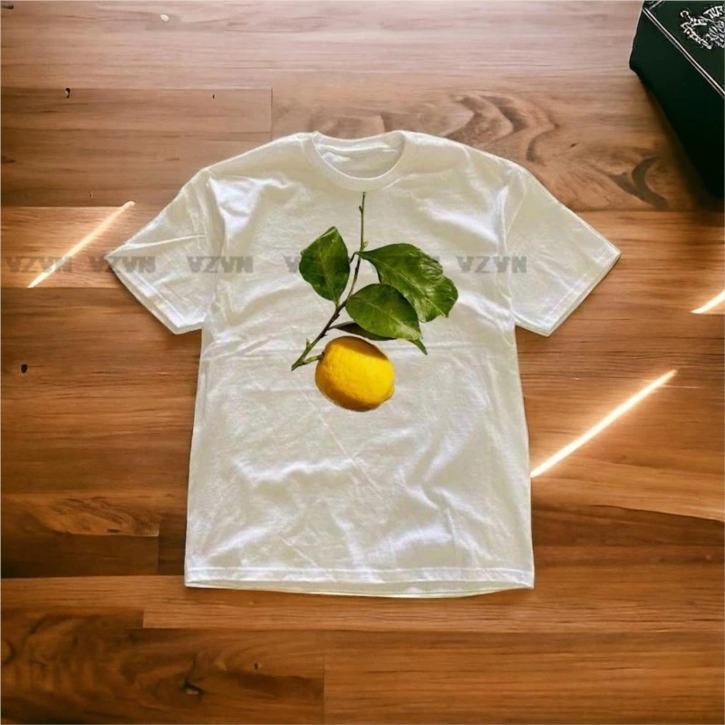 

Lemon tree Graphics Y2k T-Shirt Cute Summer Crop Tops White Harajuku O-neck Streetwear 2000s Aesthetic Clothes