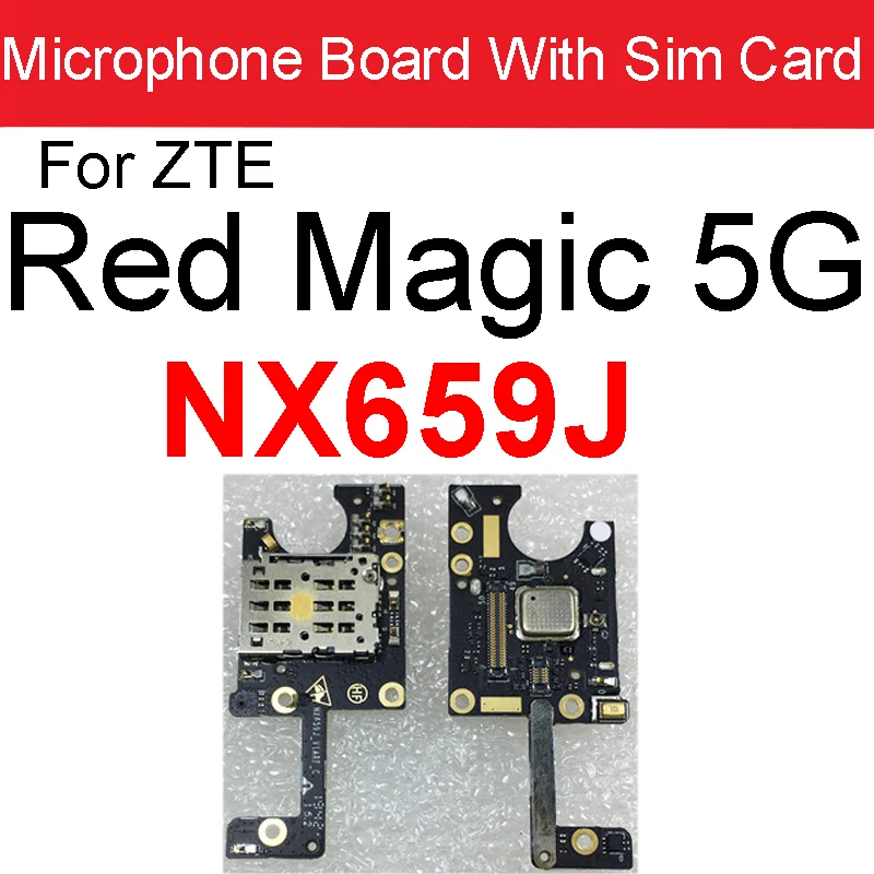 SIM Card phone Board For ZTE Nubia Red Magic 5S 5G NX659J 6Pro 6 NX669J MIC phone Sim Card Tray Holder Replacement