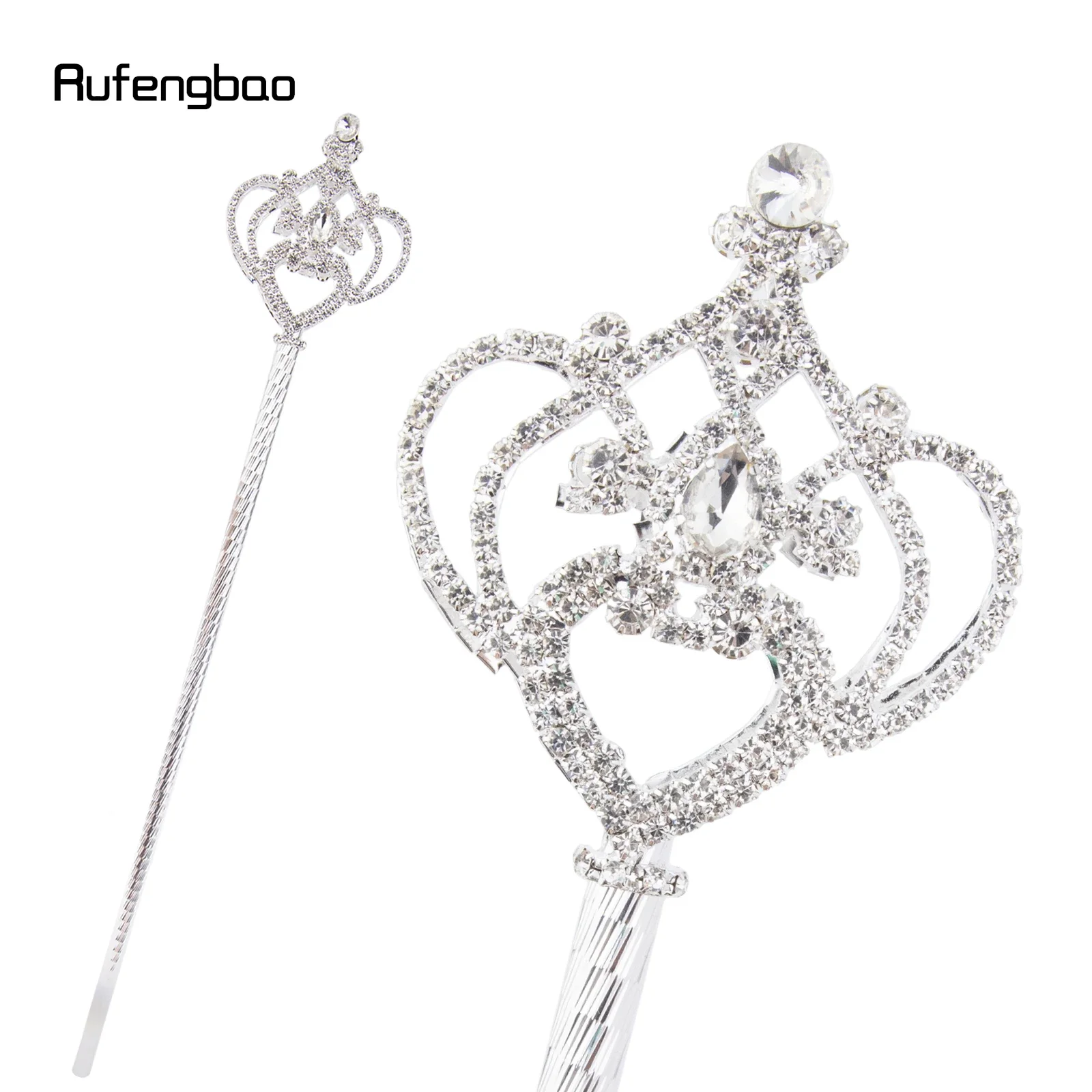 White Crown Diamond Alloy Crown Fairy Wands for Princess Wands for Angel Wand for Party Costume Wedding Birthday Party 50cm