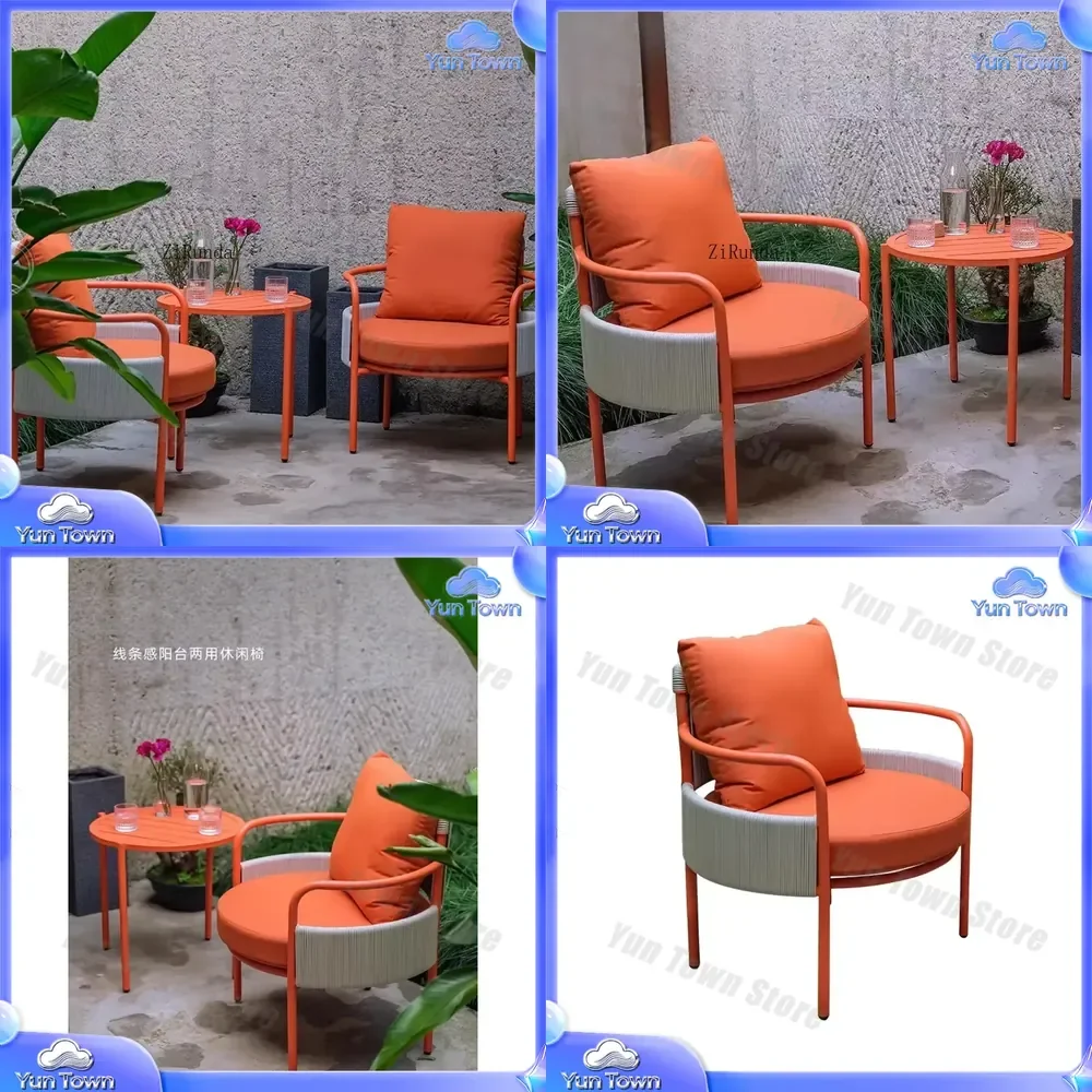 for Garden Villa Hotel B&B Outdoor Balcony Leisure Braided Rope Coffee Table Set Patio Furniture Living Room Decor Modern